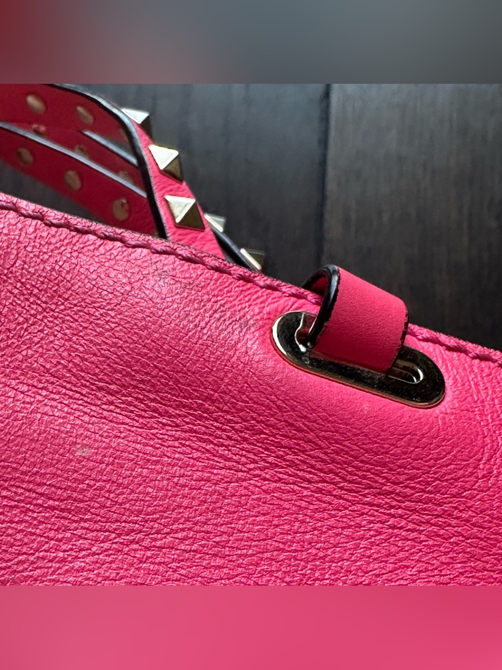 Valentino Garavani Rockstud  Small Leather Tote Bag Pink - Picture 7 of 15